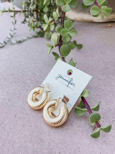 Nicolette 1.25" Textured Gold Hoops