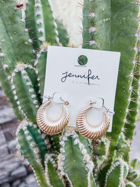 Jen Croissant Style 1" Gold Hoops