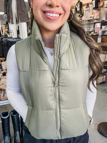 Brooke Zipper Front Puffer Vest