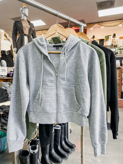 RESTOCK! Noelle Cropped Fleece Zip Hoodie