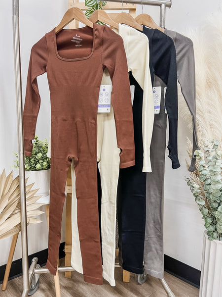 RESTOCK! Olivia Square Neck Long Sleeve Jumpsuit