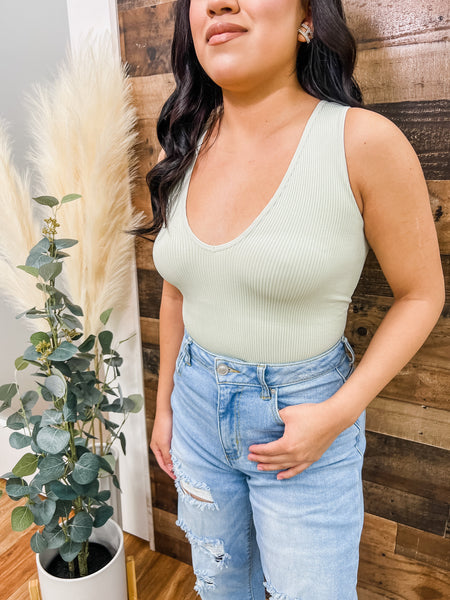 Maddi Ribbed V-Neck Seamless Bodysuit