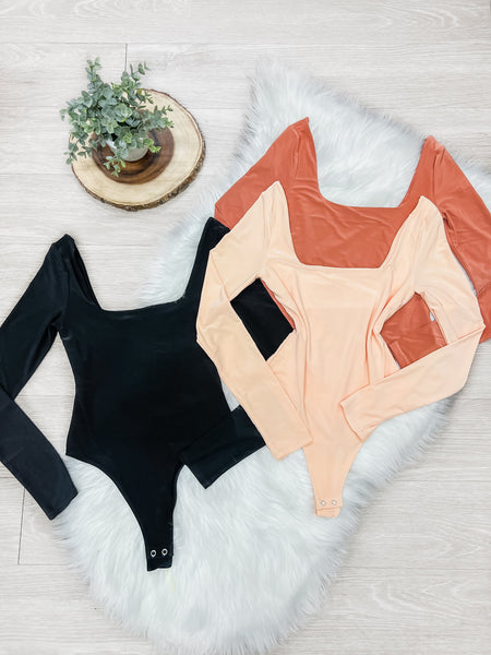 Lorena Square Neck Long Sleeve Bodysuit