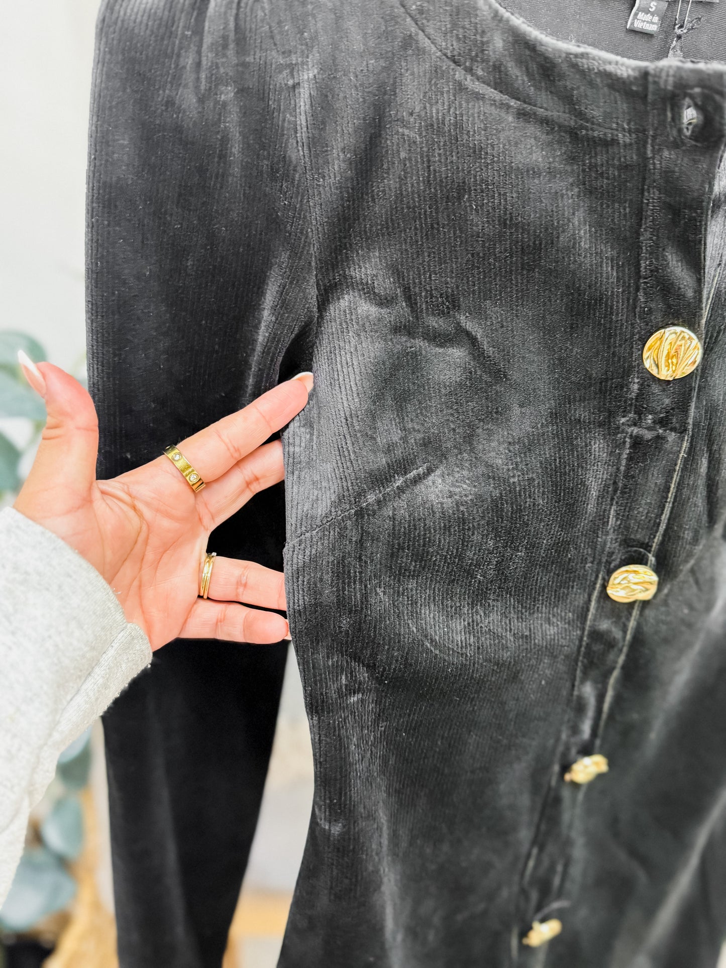 Stassi Gold Button Long Sleeve Dress