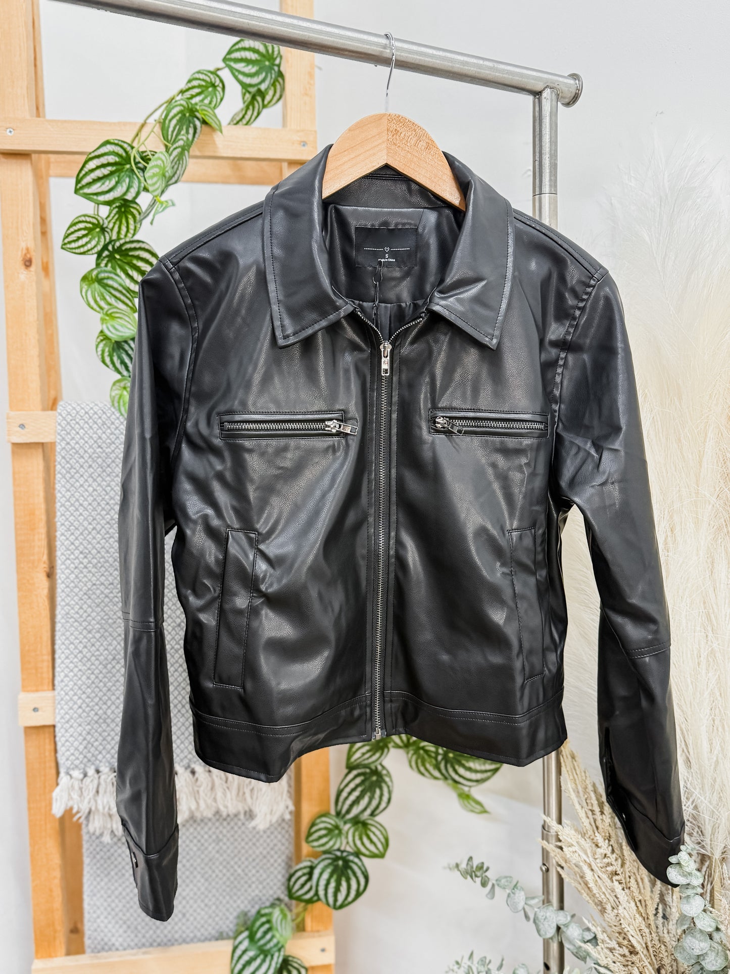 Drew Leather Collared Jacket