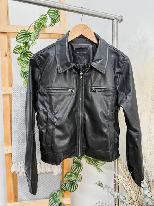 Drew Leather Collared Jacket