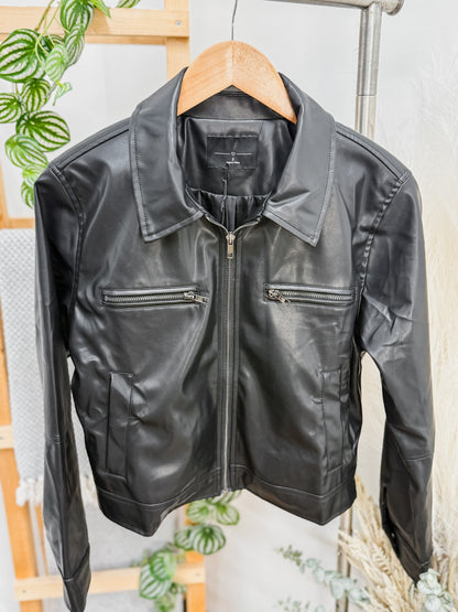 Drew Leather Collared Jacket