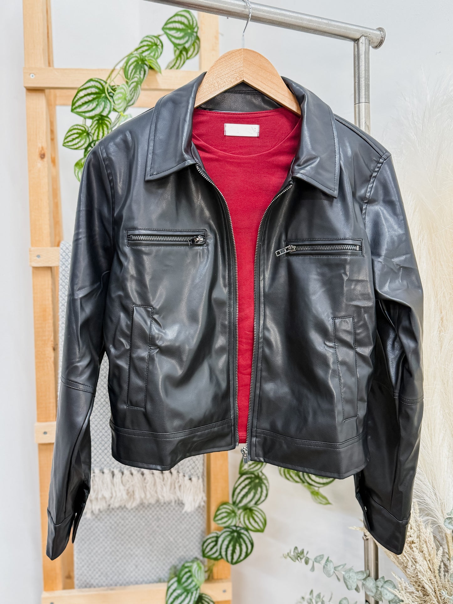 Drew Leather Collared Jacket
