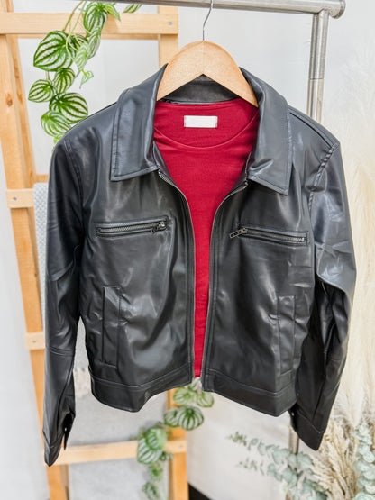 Drew Leather Collared Jacket
