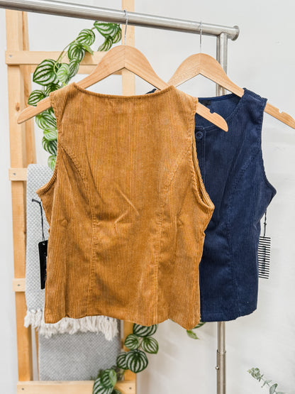 Marissa Corduroy Button Front Vest Top