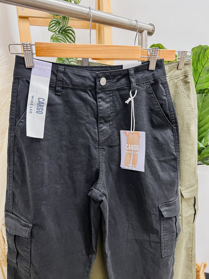 Kiana Cargo Wide Leg Stretch Pants