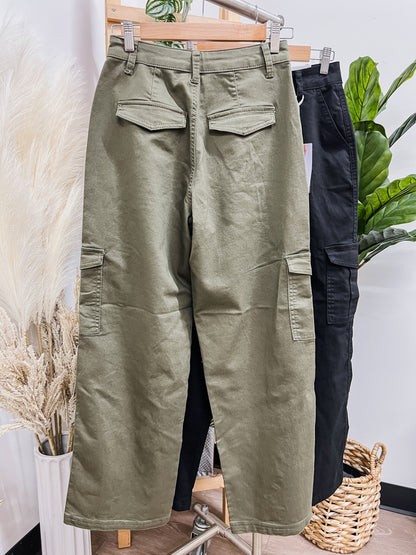 Kiana Cargo Wide Leg Stretch Pants