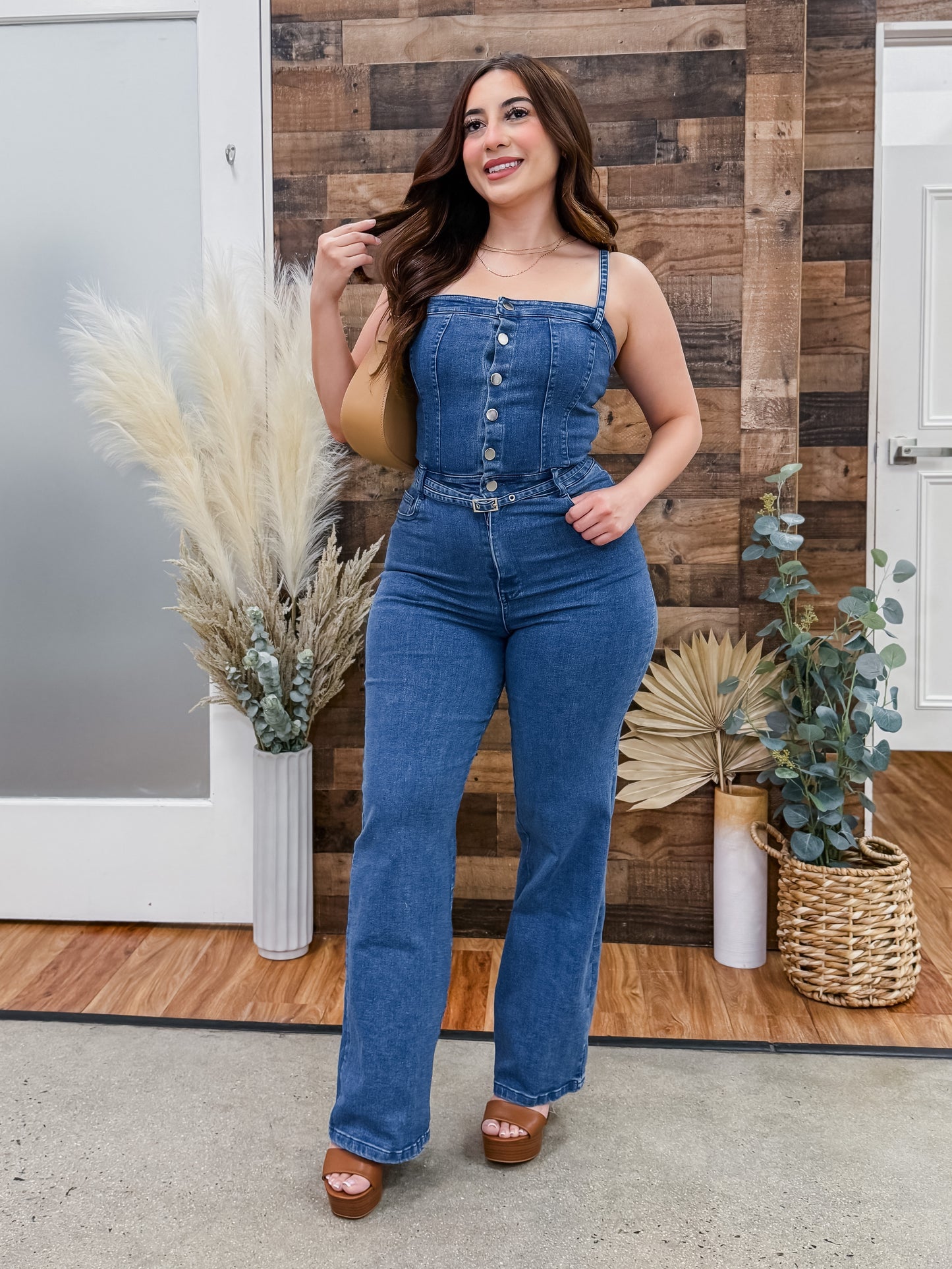 Donna Denim Stretch Jumpsuit
