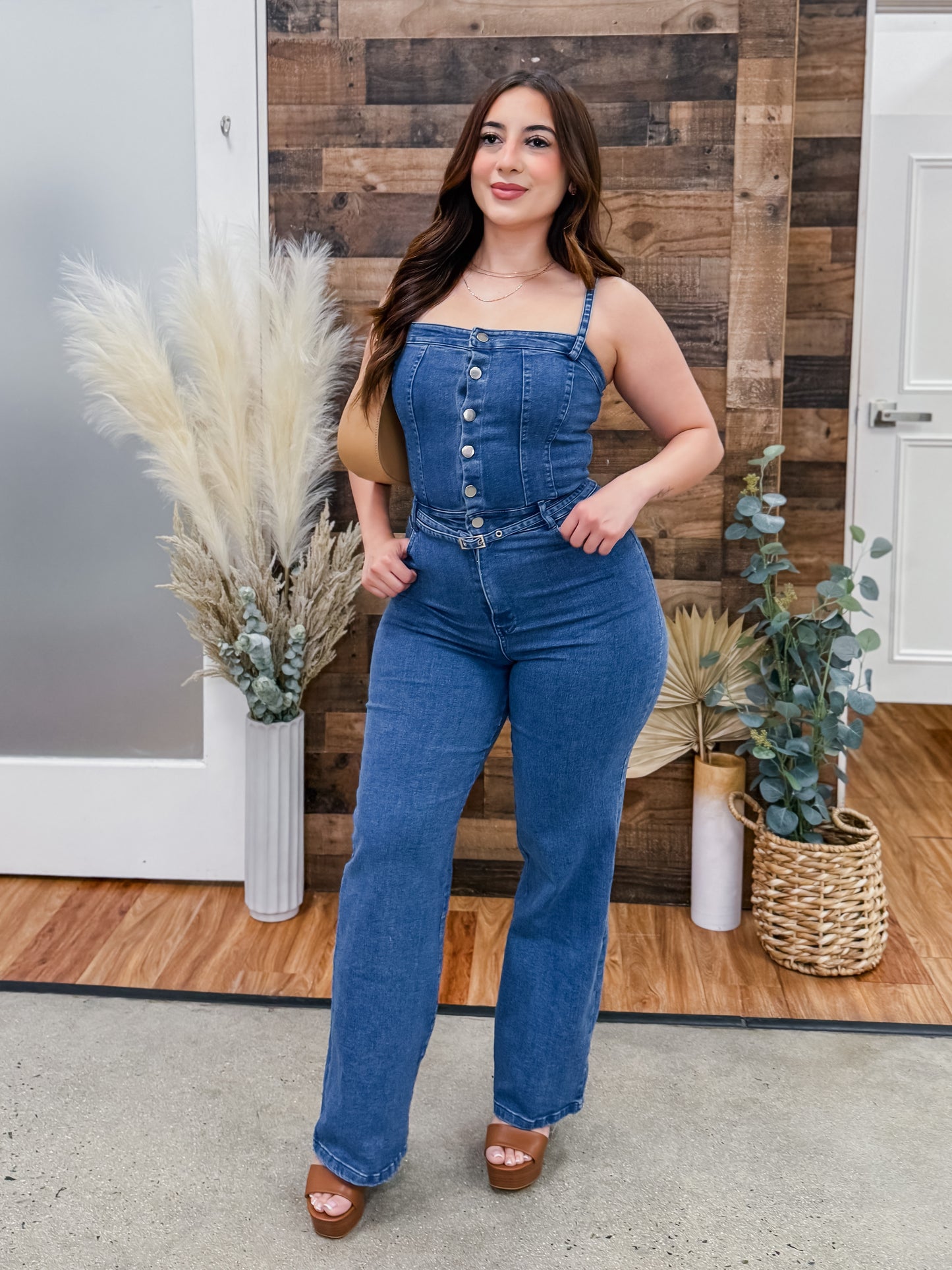 Donna Denim Stretch Jumpsuit