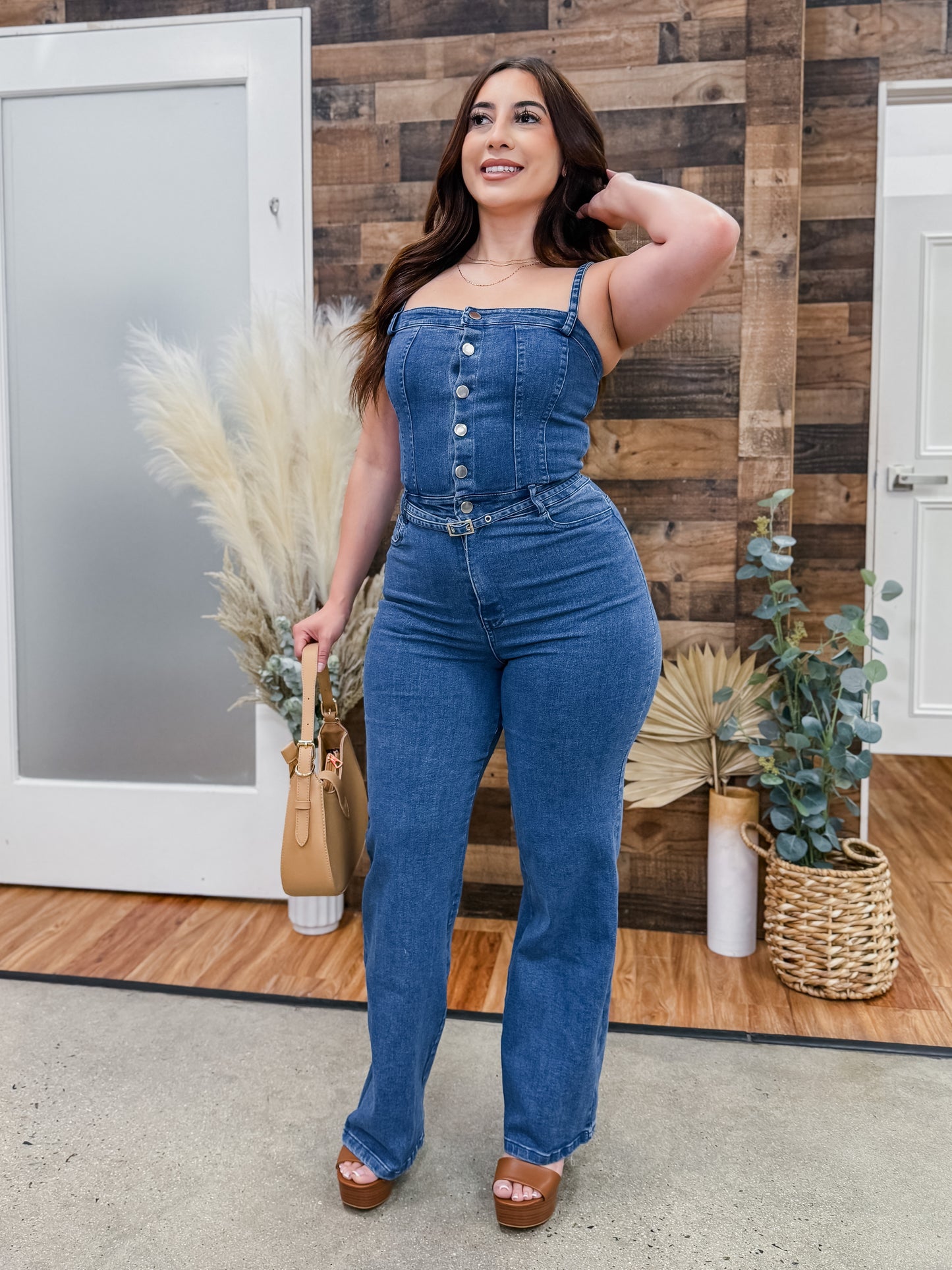 Donna Denim Stretch Jumpsuit