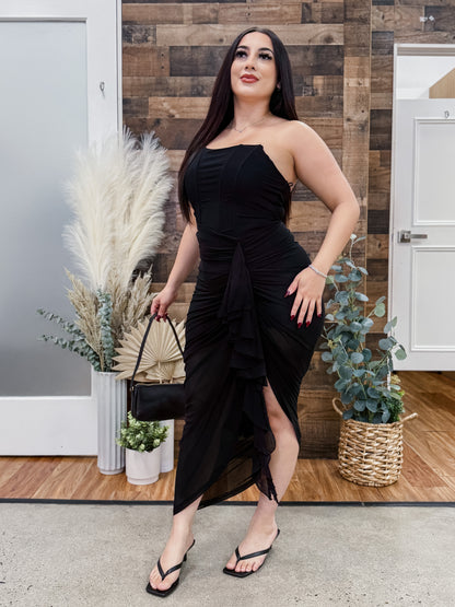 Gemma Corset Mesh Midi Dress