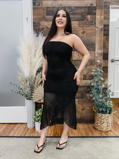 Belle Mesh Leopard Midi Dress