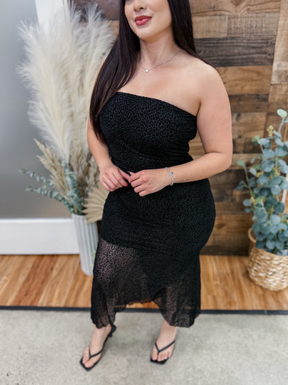 Belle Mesh Leopard Midi Dress