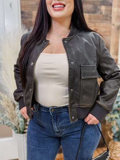 London Vintage Leather Bomber Jacket