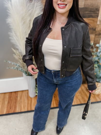 London Vintage Leather Bomber Jacket