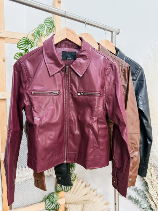 Drew Leather Collared Jacket