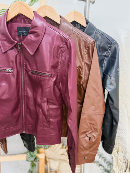 Drew Leather Collared Jacket