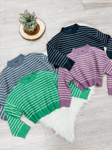 Kendall Striped Crop Sweater