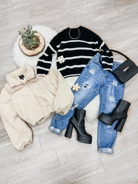 Melina Striped Chunky Knit Sweater