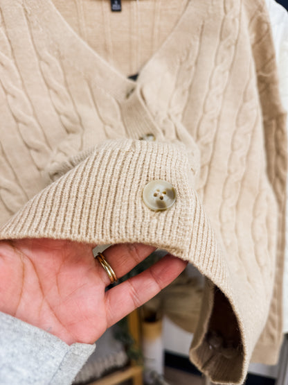 Maeve Cable Knit Drop Shoulder Cardigan