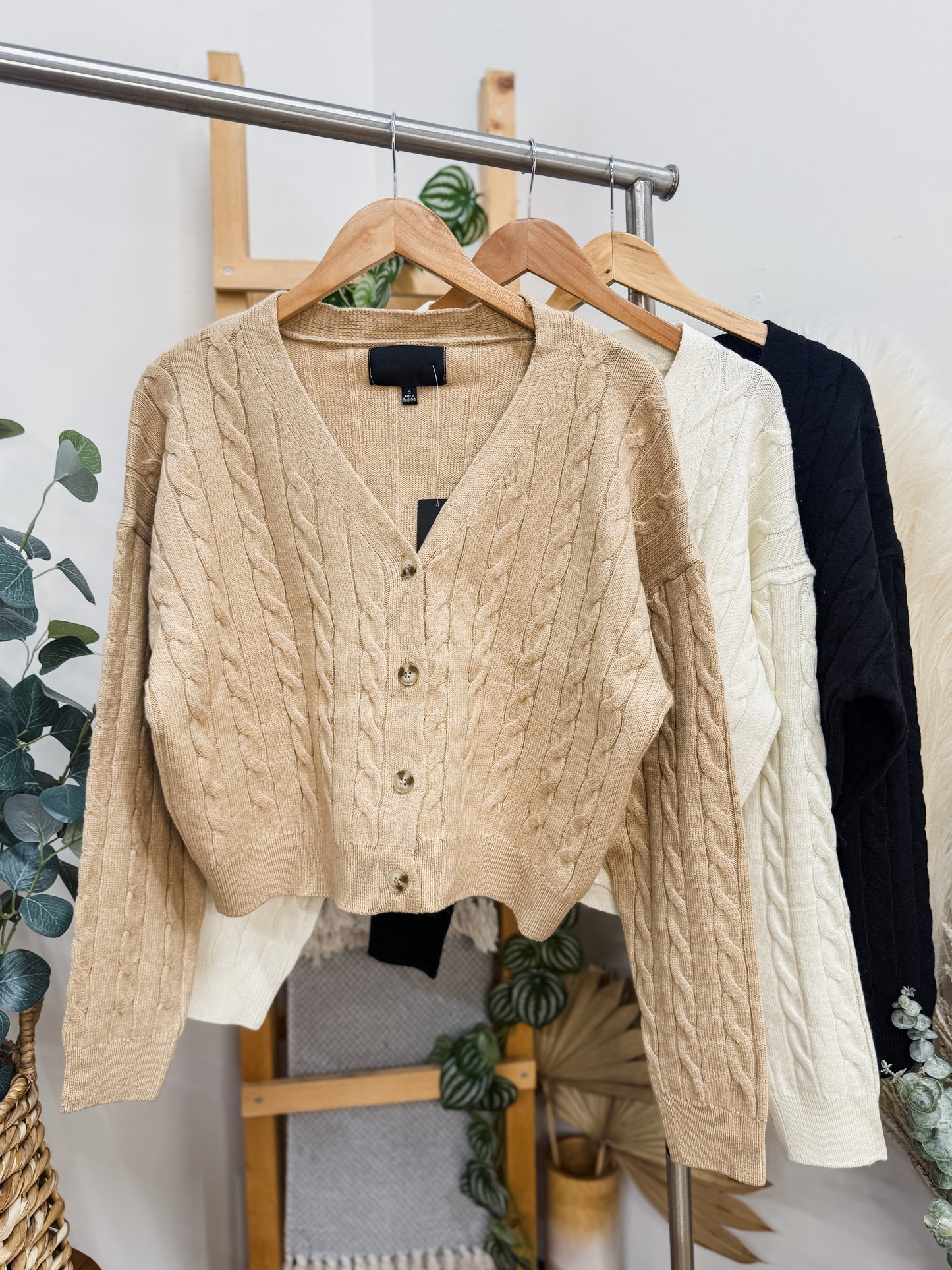 Maeve Cable Knit Drop Shoulder Cardigan