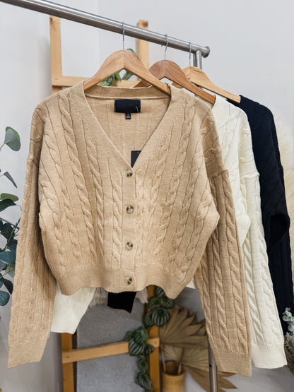 Maeve Cable Knit Drop Shoulder Cardigan