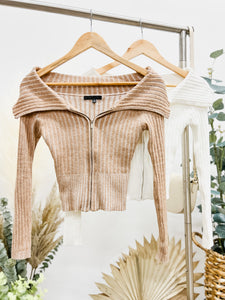 Mikayla Off Shoulder Zip Sweater