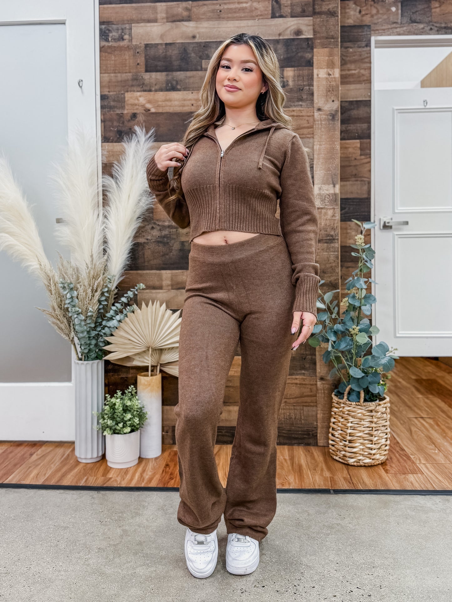 Areli Knit Zip Hoodie Matching Set