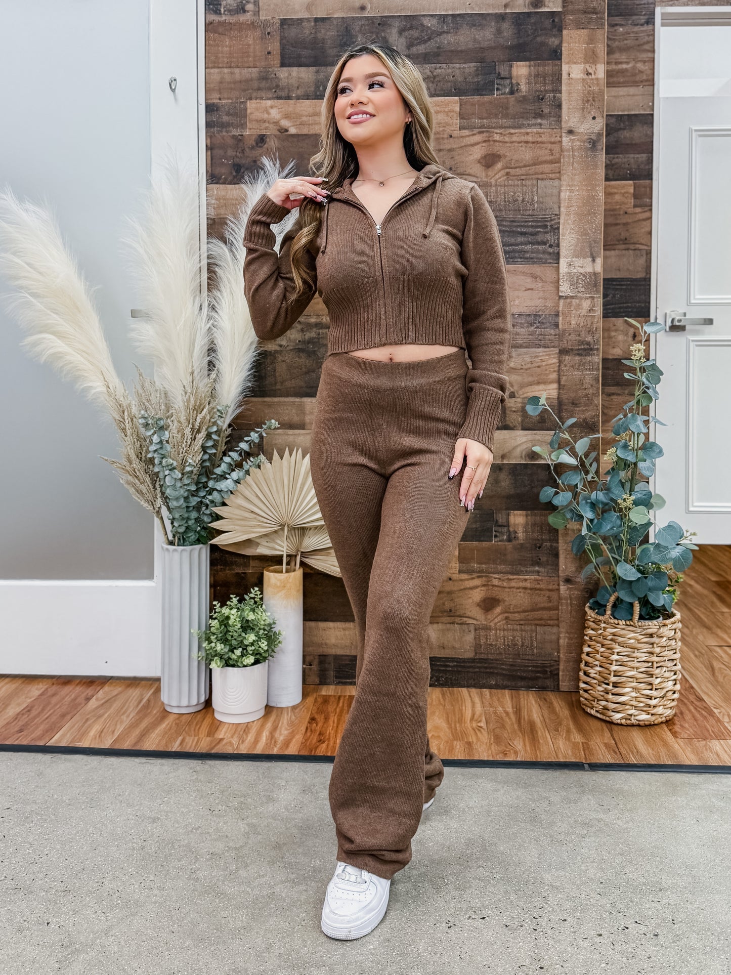 Areli Knit Zip Hoodie Matching Set