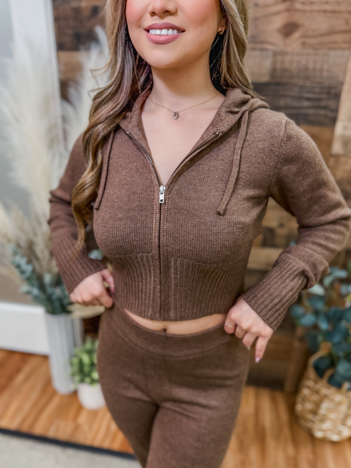 Areli Knit Zip Hoodie Matching Set