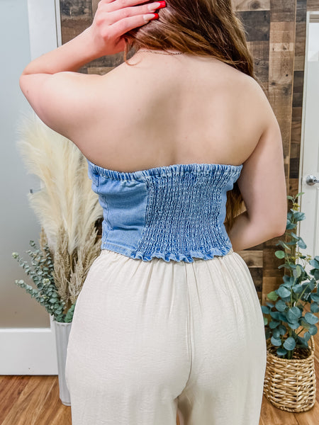 RESTOCK! Carolina Denim Strapless Top