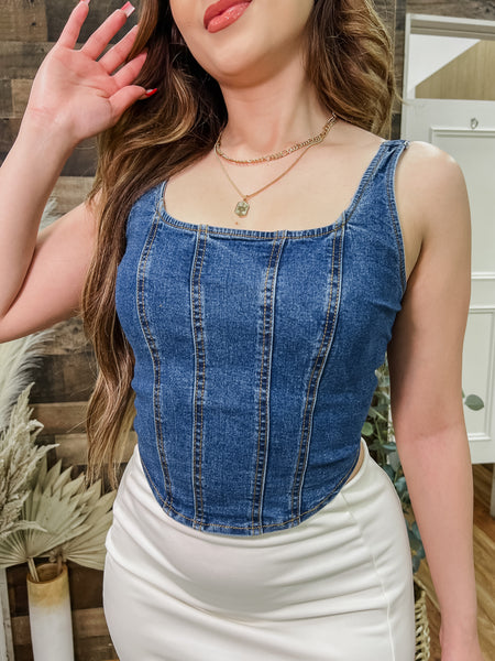 Melody Denim Corset Style Top