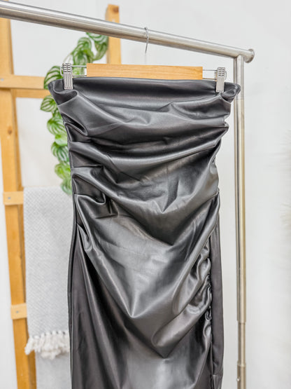 Natasha Strapless Leather Midi Dress