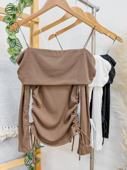 Meghan Off Shoulder Ribbed Top
