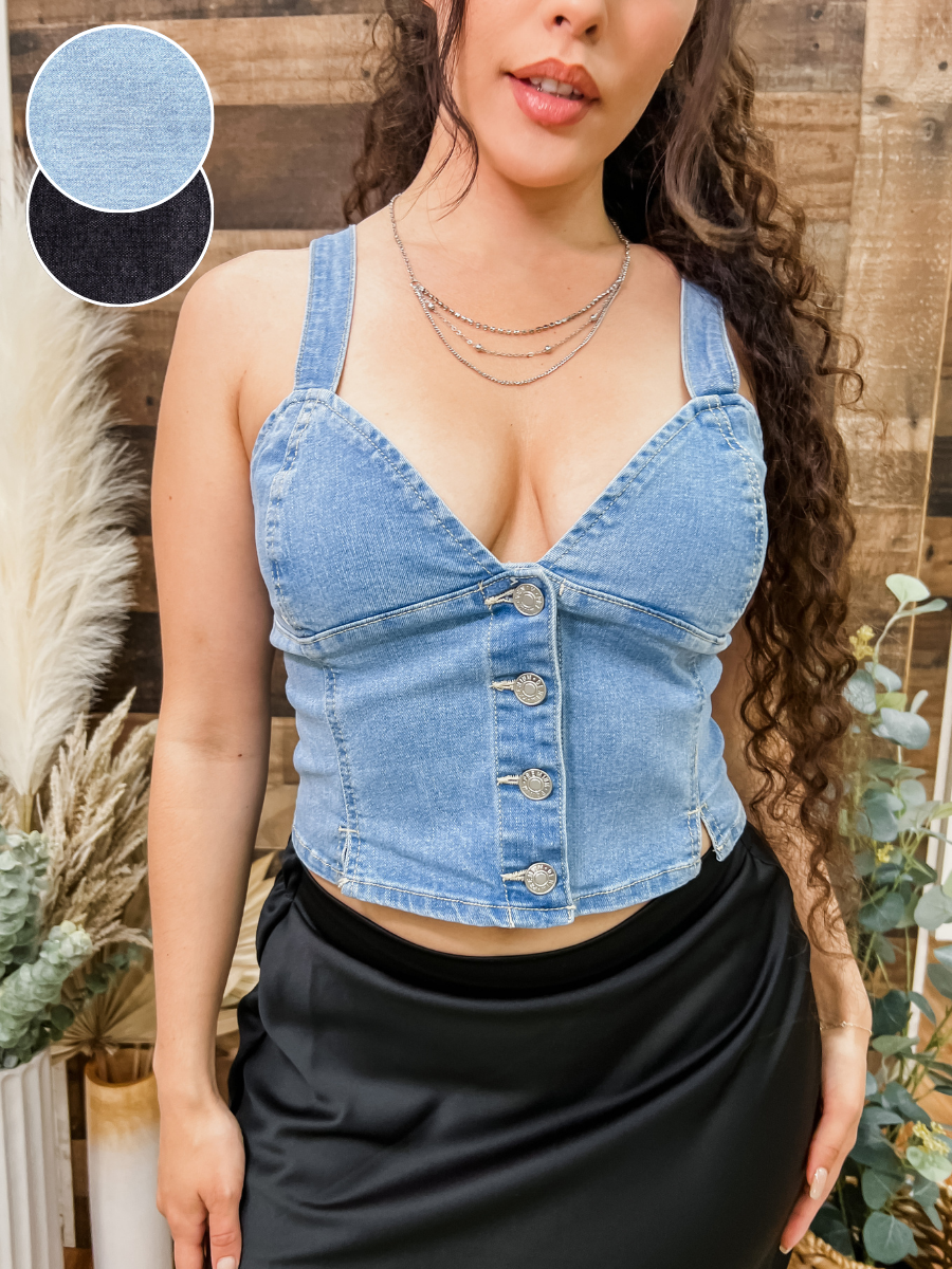 Leah Denim Corset Top