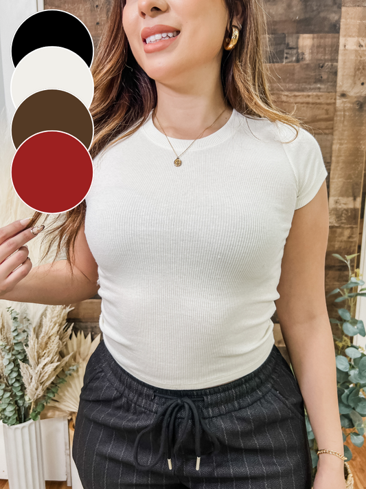 Lisa Ribbed Crop Tee