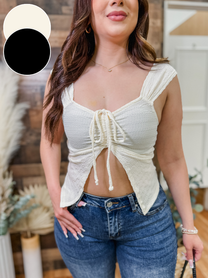 Odalis Textured Tie Front Top