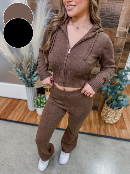 Areli Knit Zip Hoodie Matching Set