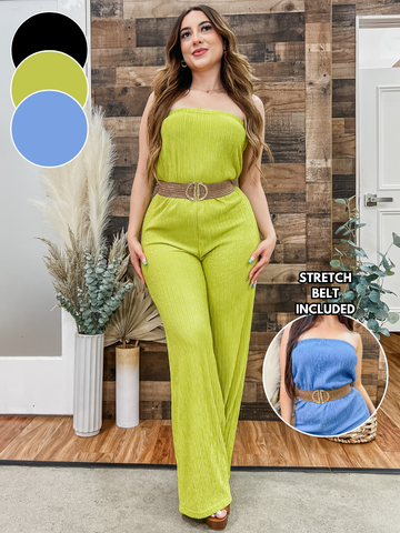 Bali Stretch Crinkle Jumpsuit with Belt