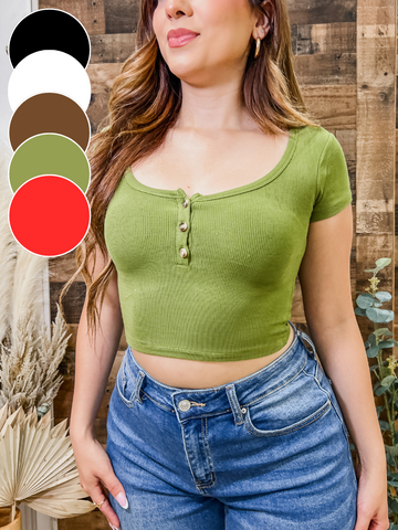 Jolie Button Front Crop Top