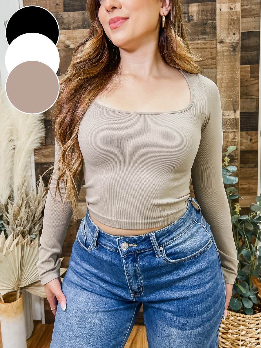 Maddy Scoop Neck Seamless Long Sleeve Top