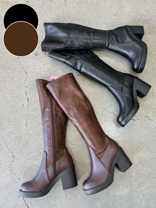 RESTOCK! Sonia Knee High Thick Heel Boots