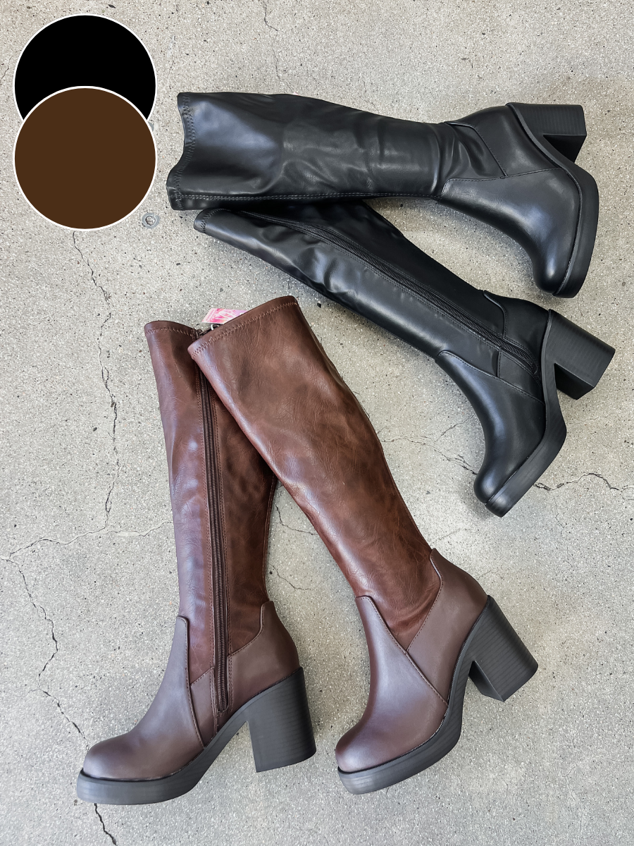 Sonia Knee High Thick Heel Boots