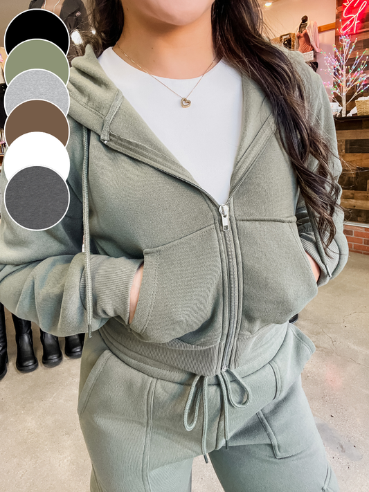 RESTOCK! Noelle Cropped Fleece Zip Hoodie