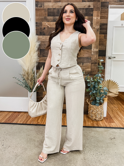 Vivian Striped Contrast Woven Pants